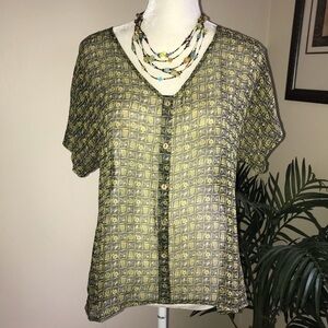 Blue Bird Sheer Cap Sleeve Top M